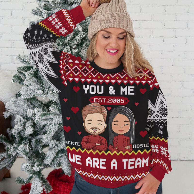 We Are A Team - Personalized Custom All-Over-Print Sweater - Image 6