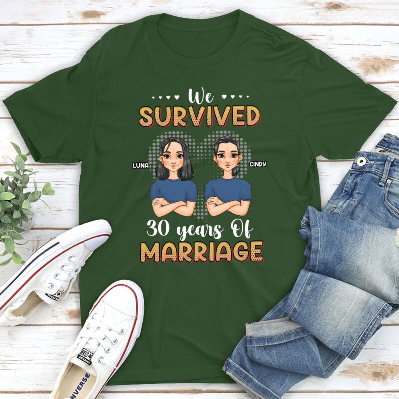 We Survived Years Of Marriage - Personalized Custom Classic T-shirt - Image 3