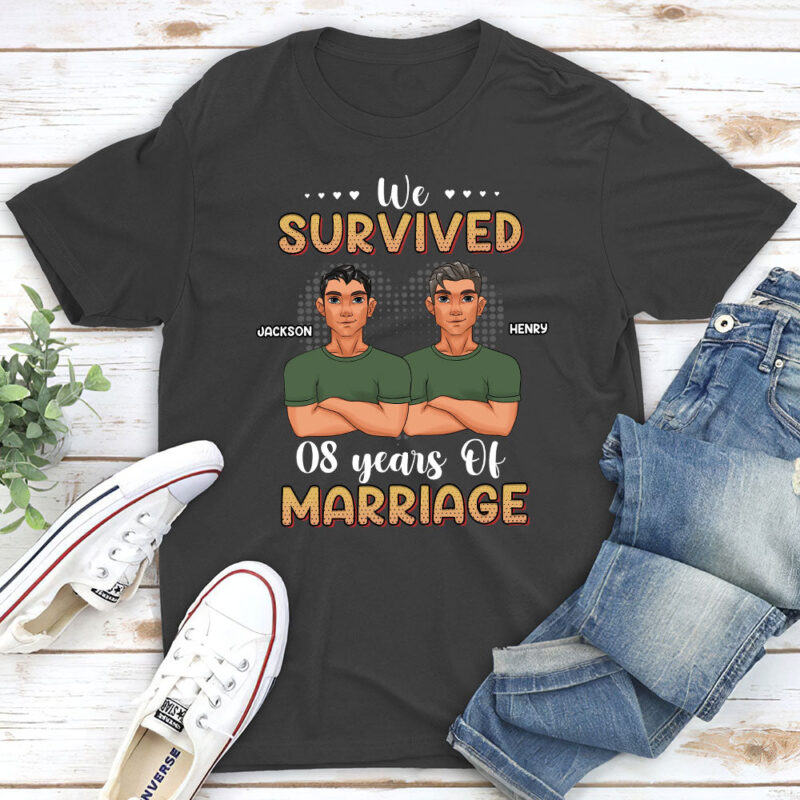 We Survived Years Of Marriage - Personalized Custom Classic T-shirt - Image 4