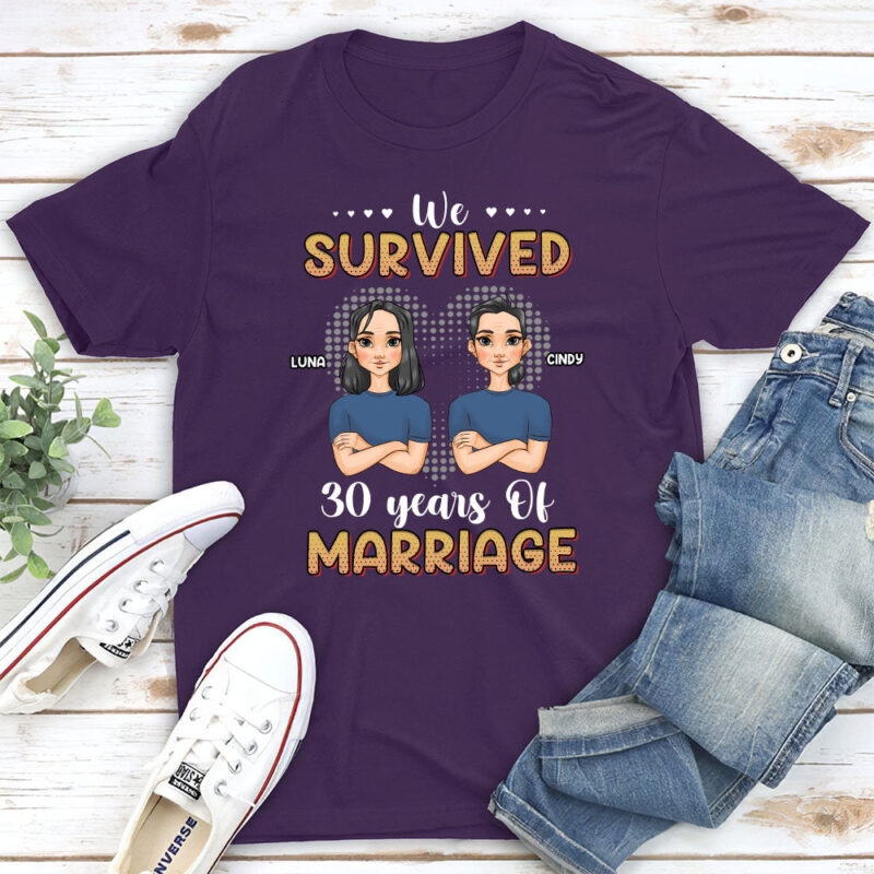 We Survived Years Of Marriage - Personalized Custom Classic T-shirt - Image 5