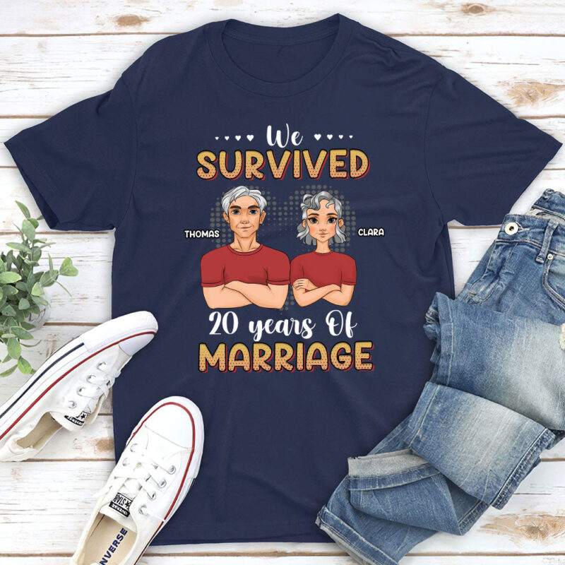We Survived Years Of Marriage - Personalized Custom Classic T-shirt - Image 2
