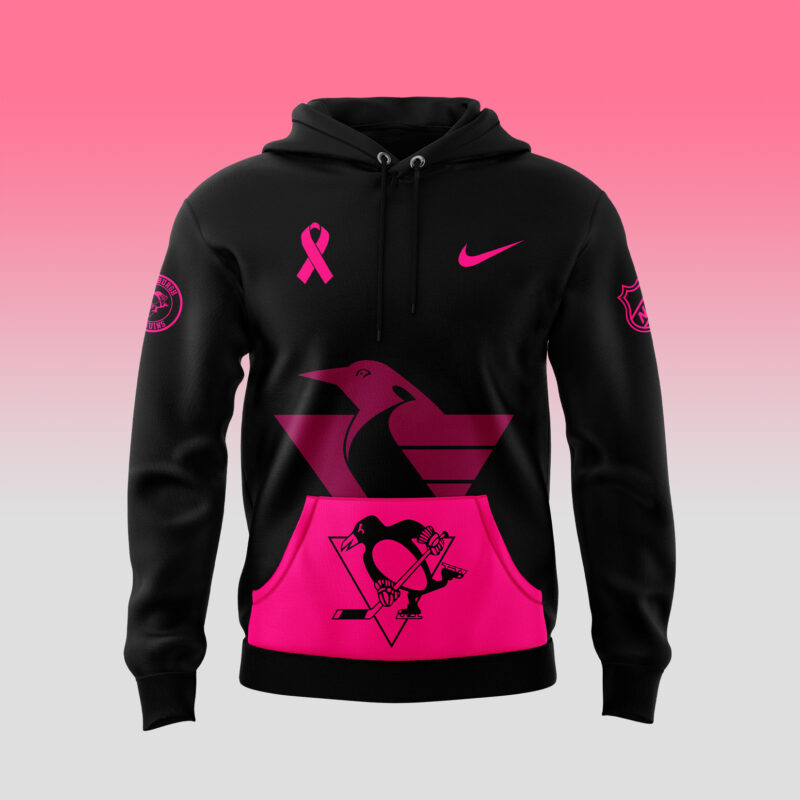 Men’s Nike Pittsburgh Penguins 2024 NHL Breast Cancer Awareness Month Pullover Hoodie - Image 2