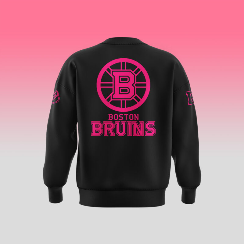 Unisex Nike Pro Boston Bruins 2024 NHL Breast Cancer Awareness Month Sweatshirt - Image 3