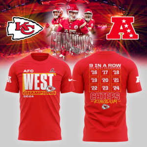 Unisex's Nike Red Kansas City Chiefs 2024 AFC West Division Champions Locker Room Trophy Collection Premium Tee