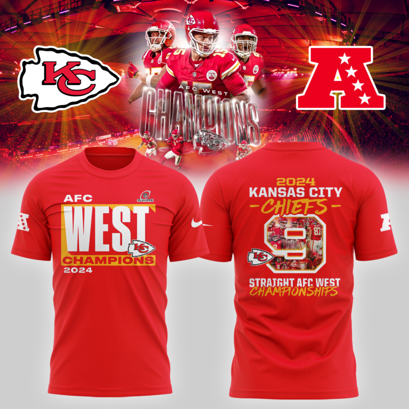 Unisex's Nike Red Kansas City Chiefs 2024 AFC West Division Champions Locker Room Trophy Collection Premium Tee V3