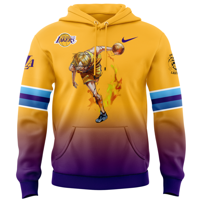 Los Angeles Lakers x SANJI One Piece the Straw Hat Pirates Hoodie - Image 5