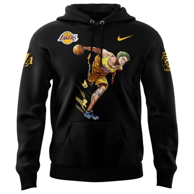 Los Angeles Lakers x Roronoa Zoro One Piece the Straw Hat Pirates Hoodie - Image 2