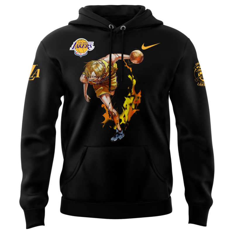 Los Angeles Lakers x SANJI One Piece the Straw Hat Pirates Hoodie - Image 2