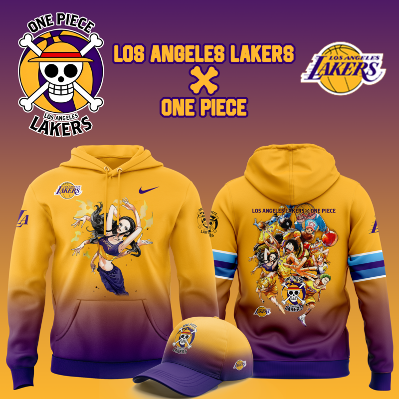 Los Angeles Lakers x NICO ROBIN One Piece the Straw Hat Pirates Hoodie - Image 4
