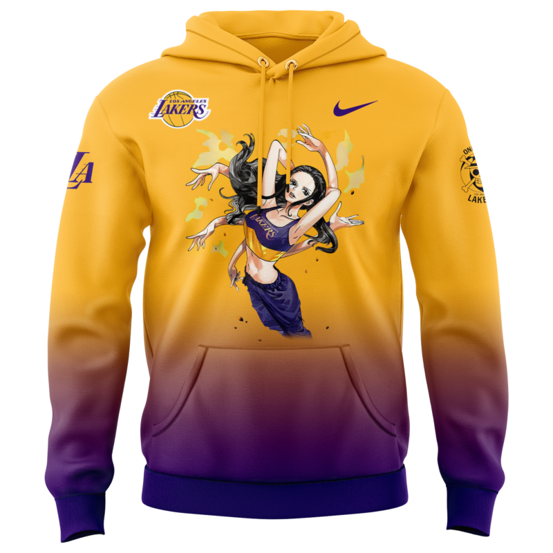 Los Angeles Lakers x NICO ROBIN One Piece the Straw Hat Pirates Hoodie - Image 5