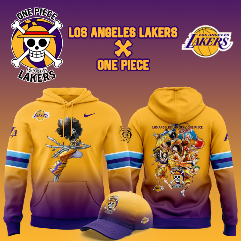 Los Angeles Lakers x BROOK One Piece the Straw Hat Pirates Hoodie - Image 4