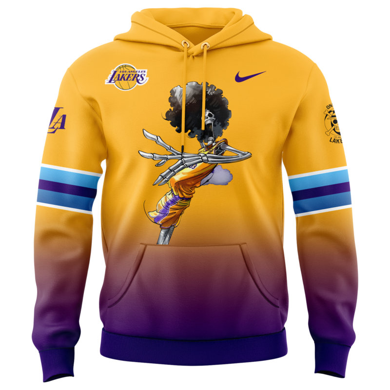 Los Angeles Lakers x BROOK One Piece the Straw Hat Pirates Hoodie - Image 5