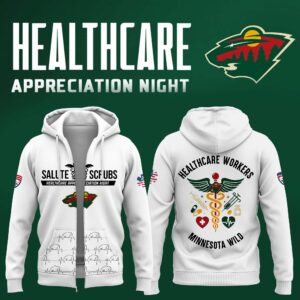 Minnesota Wild x 2025 Healthcare Appreciation Night Premium Limited Pullover Zip Hoodie (White)