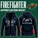 Minnesota Wild x 2024 Firefighter Appreciation Night Premium Limited Navy Pullover Zip Hoodie