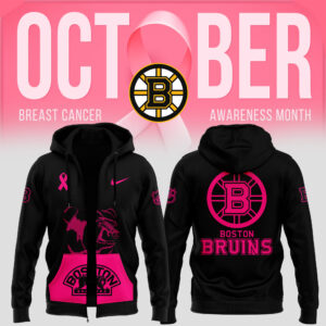 Unisex Nike Pro Boston Bruins 2024 NHL Breast Cancer Awareness Month Zip Hoodie