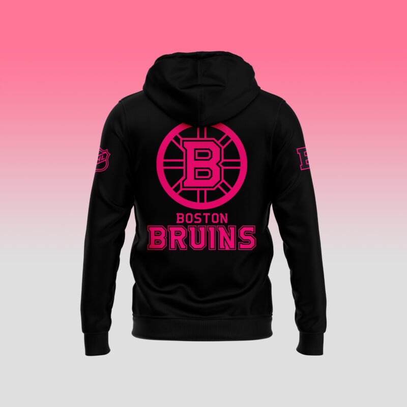 Unisex Nike Pro Boston Bruins 2024 NHL Breast Cancer Awareness Month Zip Hoodie - Image 3