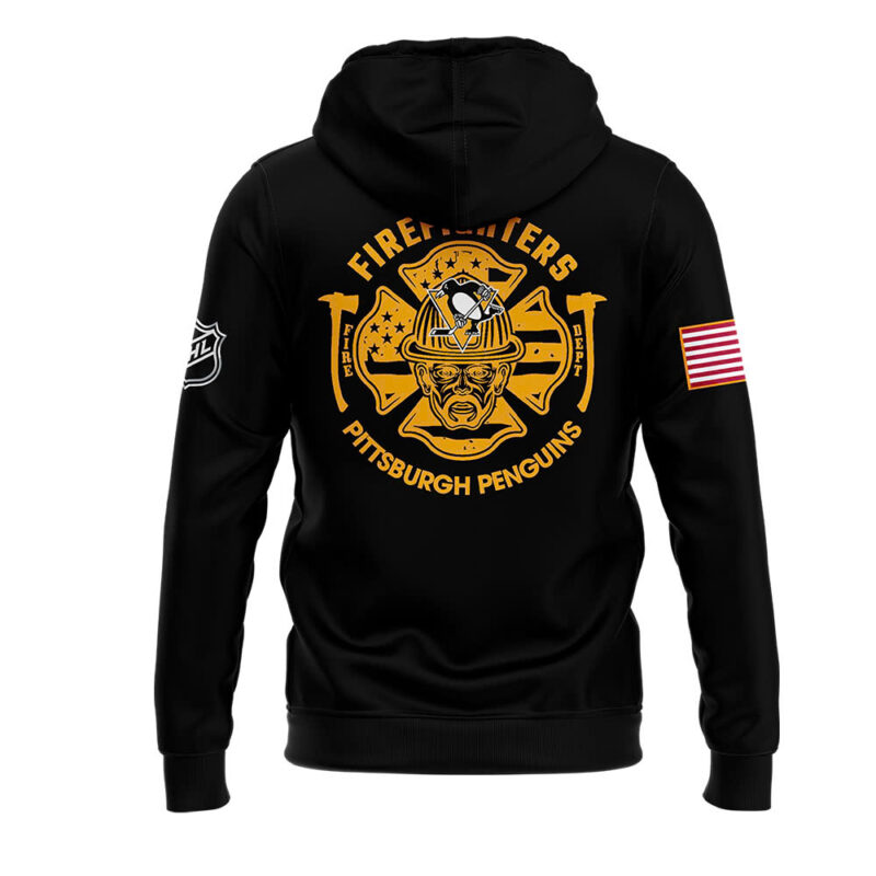 Pittsburgh Penguins x 2024 Firefighter Appreciation Night Premium Limited Pullover Zip Hoodie - Image 3