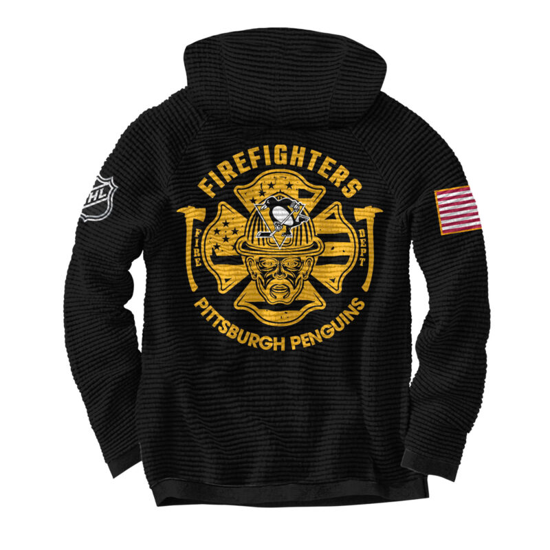 Pittsburgh Penguins x 2024 Firefighter Appreciation Night Premium Limited Waffle Hoodie - Image 3
