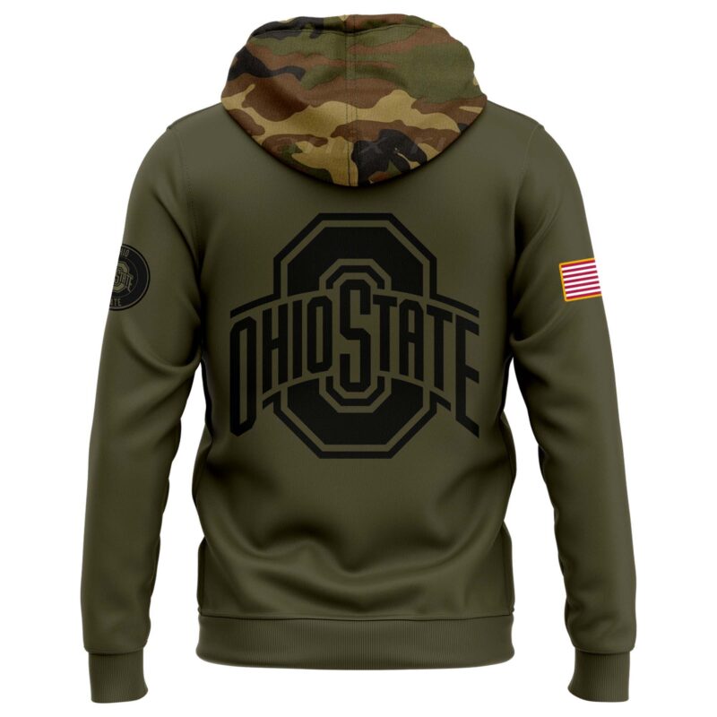 Men's Ohio State Buckeyes Nike Camo 2024 Salute to Service Club Fleece Pullover Hoodie - Image 3