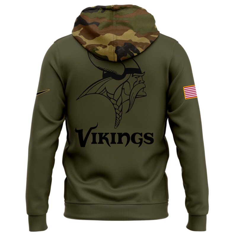 Men’s Minnesota Vikings Nike QNmo 2024 Salute to Service Club Fleece Pullover Hoodie V3 - Image 2
