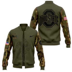 Ohio State Buckeyes Nike Camo 2024 Salute to Service Club Fleece Pullover Jacket