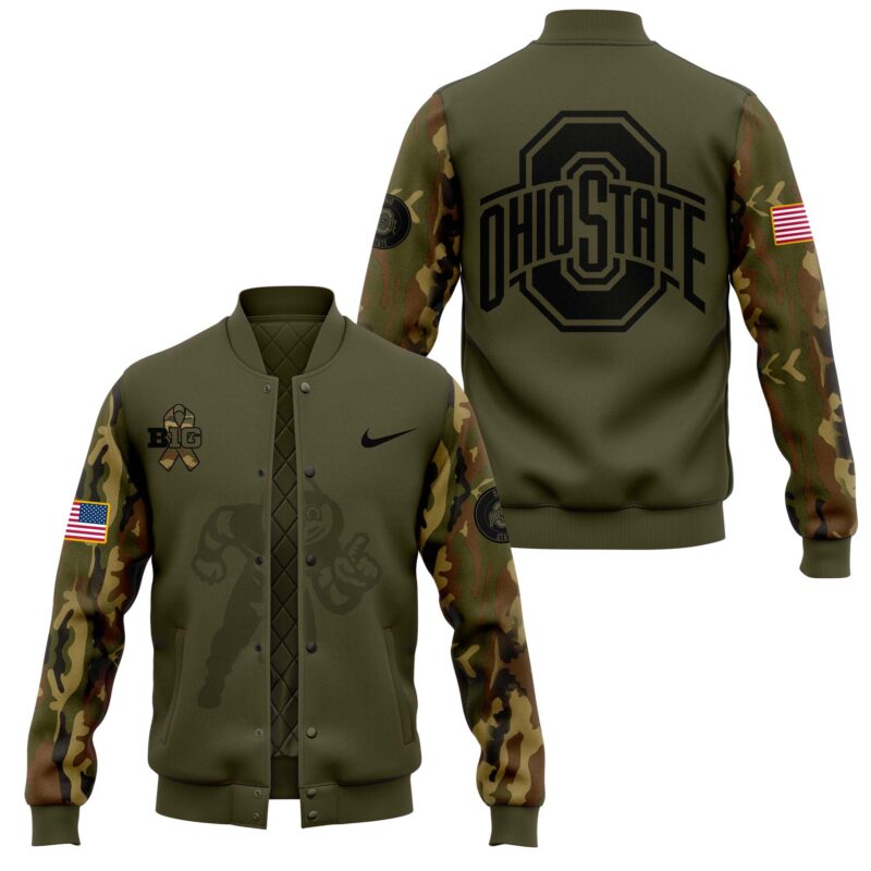 Ohio State Buckeyes Nike Camo 2024 Salute to Service Club Fleece Pullover Jacket