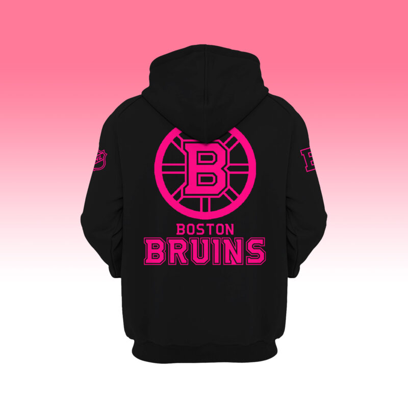 Women’s Nike Boston Bruins 2024 NHL Breast Cancer Awareness Month Pullover Hoodie - Image 3