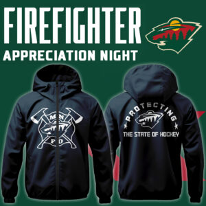 Minnesota Wild x 2024 Firefighter Appreciation Night Premium Limited Navy Pullover Wind Jacket
