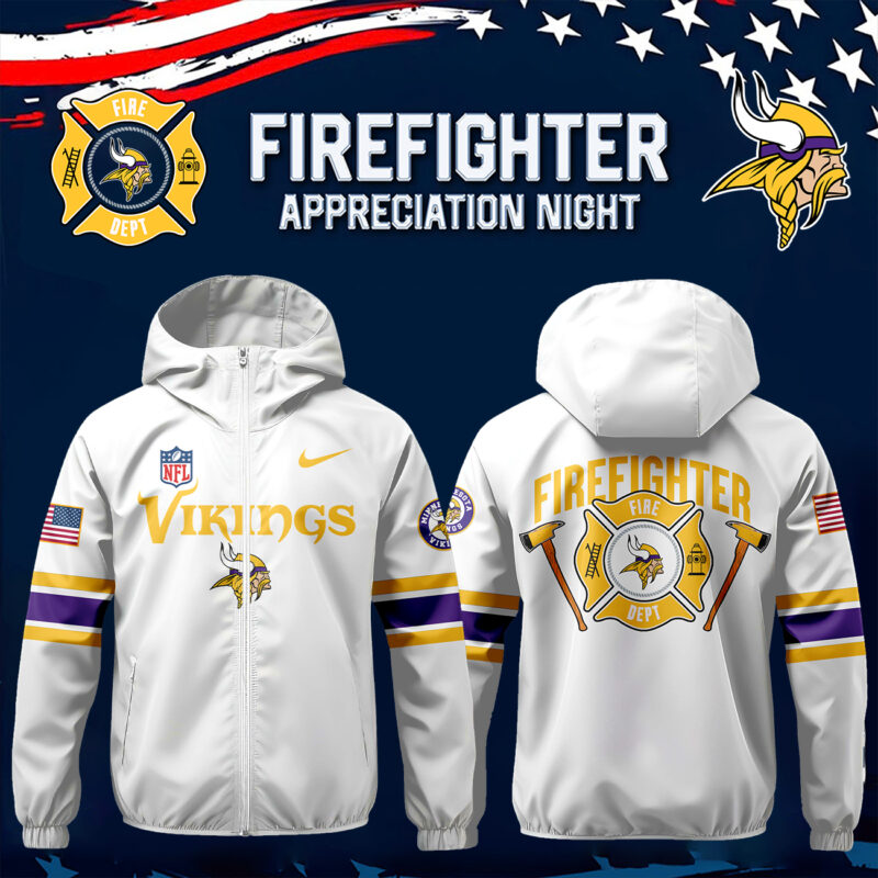 Minnesota Vikings x 2024 Firefighter Appreciation Night Premium Limited Pullover Wind Jacket