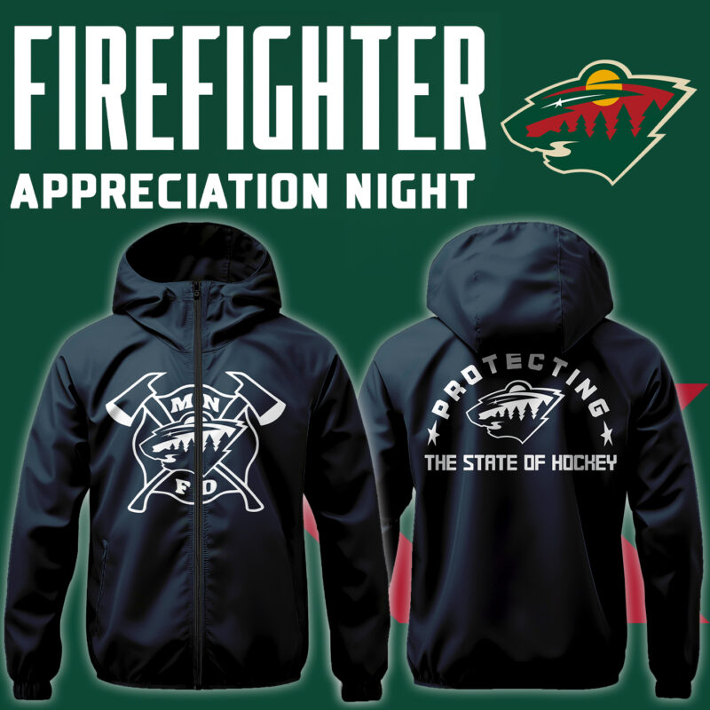 Minnesota Wild x 2024 Firefighter Appreciation Night Premium Limited Navy Pullover Wind Jacket