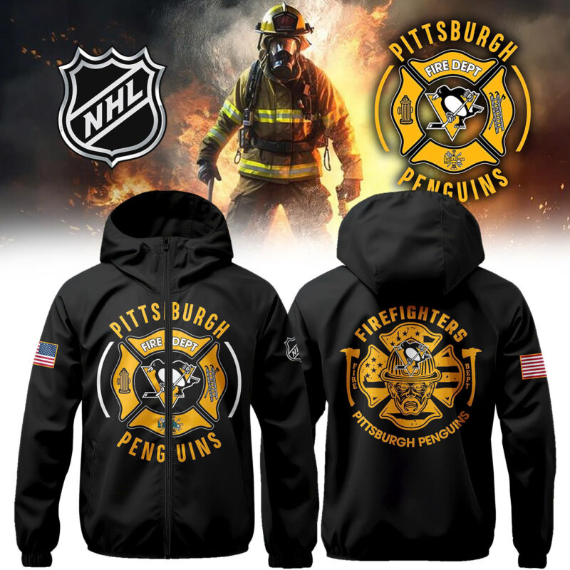 Pittsburgh Penguins x 2024 Firefighter Appreciation Night Premium Limited Pullover Wind Jacket