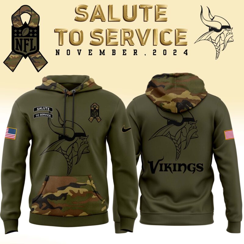 Men’s Minnesota Vikings Nike QNmo 2024 Salute to Service Club Fleece Pullover Hoodie V3