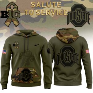 Ohio State Buckeyes Nike Camo 2024 Salute to Service Club Fleece Pullover Hoodie