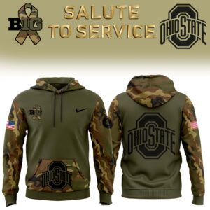 Ohio State Buckeyes Nike Camo 2024 Salute to Service Club Fleece Pullover Hoodie V3