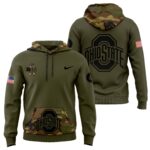 Men's Ohio State Buckeyes Nike Camo 2024 Salute to Service Club Fleece Pullover Hoodie