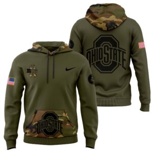 Men's Ohio State Buckeyes Nike Camo 2024 Salute to Service Club Fleece Pullover Hoodie