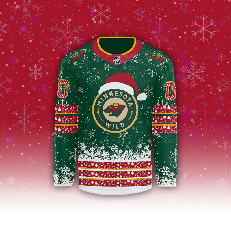Minnesota Wild 2024 NHL Merry Christmas Premium Limited Custom Jersey - Image 2