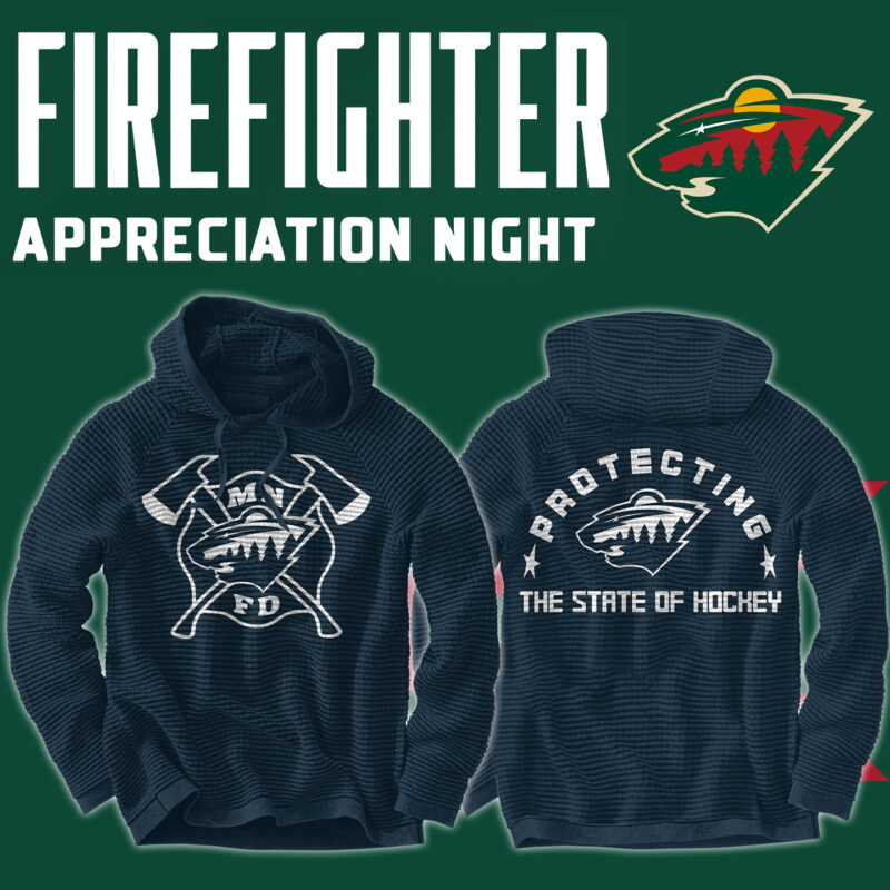 Minnesota Wild x 2024 Firefighter Appreciation Night Premium Limited Navy Waffle Hoodie