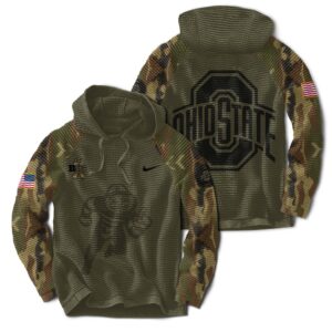 Ohio State Buckeyes Nike Camo 2024 Salute to Service Club Fleece Pullover Hoodie