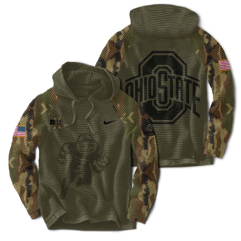 Ohio State Buckeyes Nike Camo 2024 Salute to Service Club Fleece Pullover Hoodie