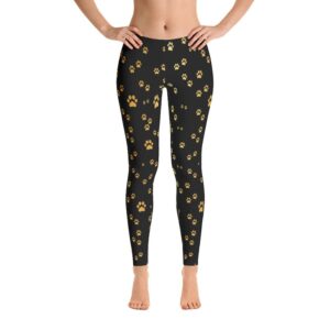 Paws Of Gold Leggings, Yoga Dog's Womens Legging, Women's Dog Lover Pants, Ladies Dogs Lover Legging's Pattern, Funny Trendy Gift