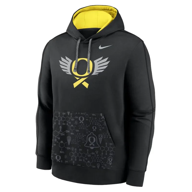 Black Oregon Ducks Club Pullover Hoodie - Image 2