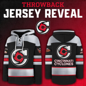 Cincinnati Cyclones x Throwback Night 2024 Limited Edition Lace up Hoodie