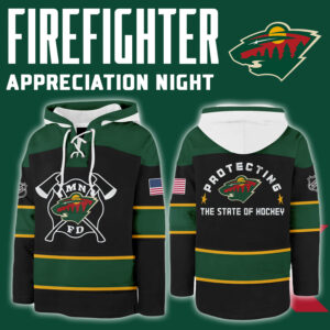 Minnesota Wild x 2024 Firefighter Appreciation Night Premium Limited Lace up Hoodie