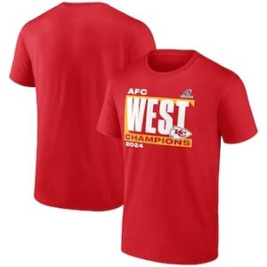 Men's Nike Red Kansas City Chiefs 2024 AFC West Division Champions Locker Room Trophy Collection Tee