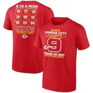 Men's Nike Red Kansas City Chiefs 2024 AFC West Division Champions Locker Room Trophy Collection Tee