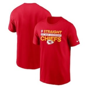 Men's Nike Red Kansas City Chiefs 2024 AFC West Division Champions Locker Room Trophy Collection Tee