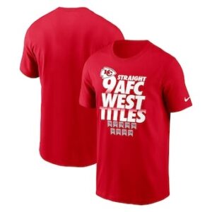 Men's Nike Red Kansas City Chiefs 2024 AFC West Division Champions Locker Room Trophy Collection Tee