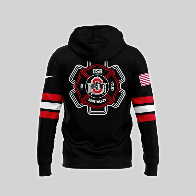 Men’s Nike Ohio State Buckeyes x 2024 Firefighter Appreciation Night Premium Limited Pullover Hoodie - Image 3