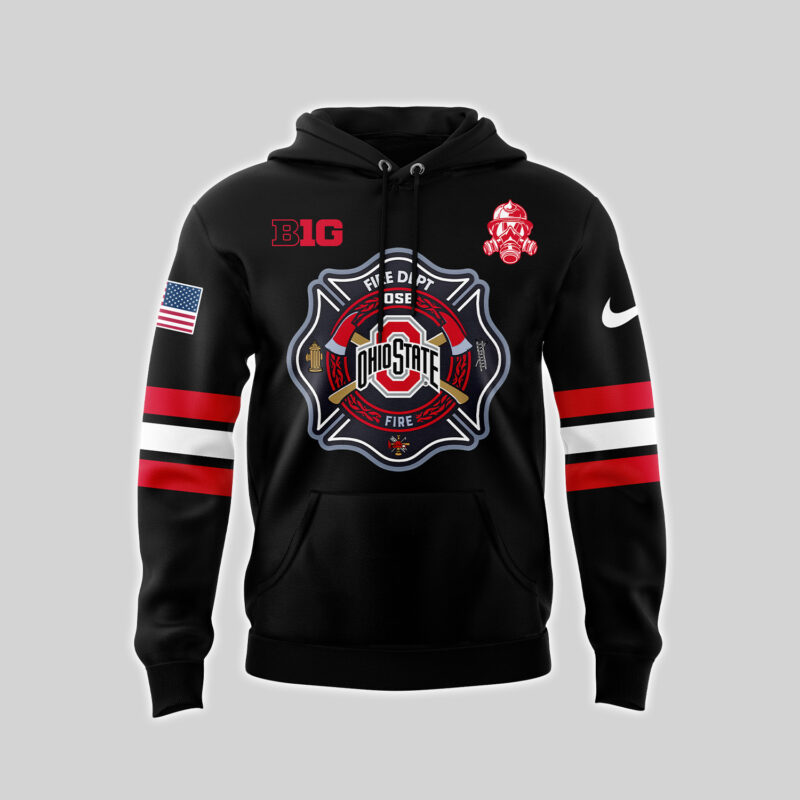 Men’s Nike Ohio State Buckeyes x 2024 Firefighter Appreciation Night Premium Limited Pullover Hoodie - Image 2
